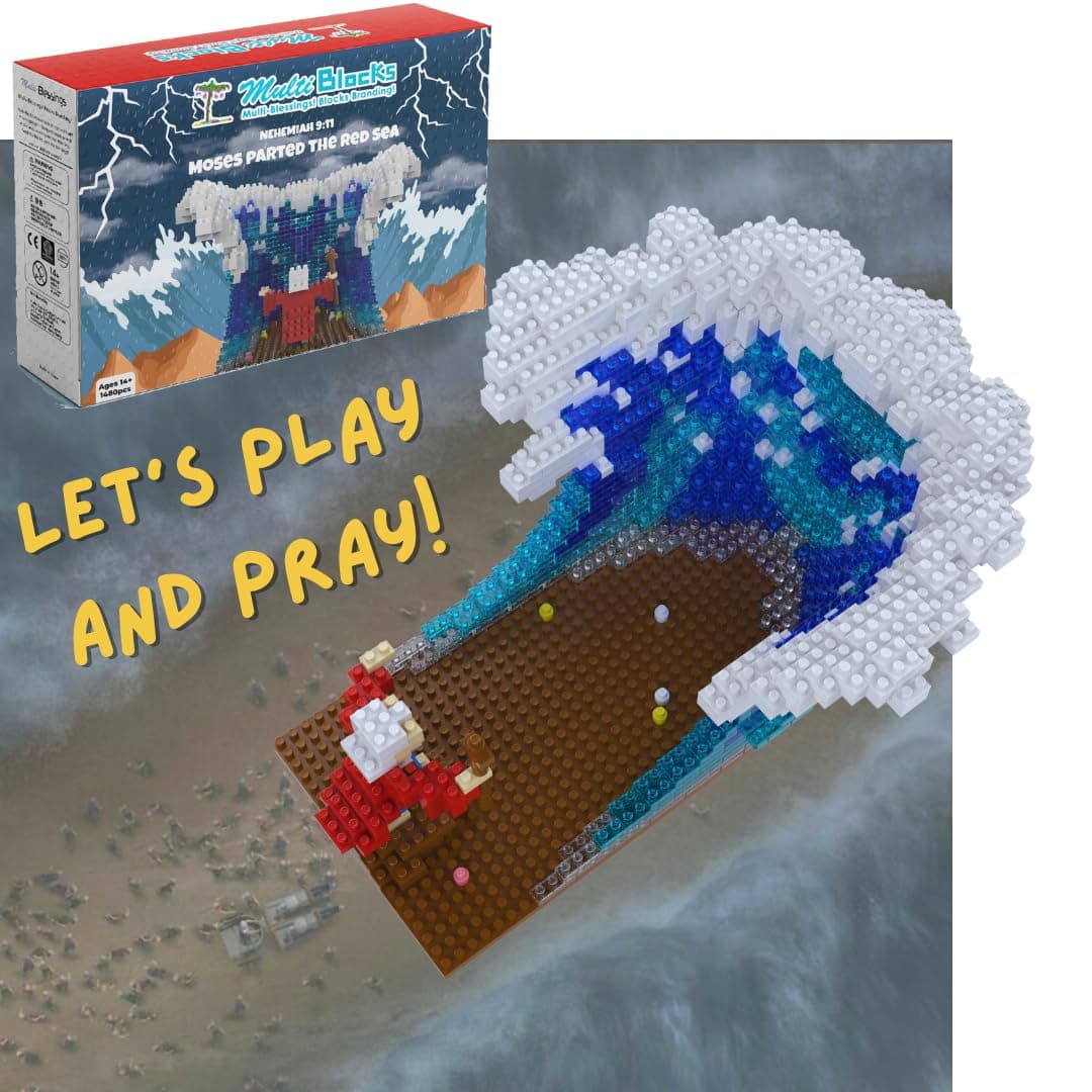 A Prayer Gift, Jesus Series-Moses parted The Red Sea Mini Figurine, Bible Story w/lego, Jesus Toy, Christmas Party Gift, Nativity Building Set for Aged 14+, For Teens and Adults (904Pcs/7.7x3.6x6inch) thumbnail 3