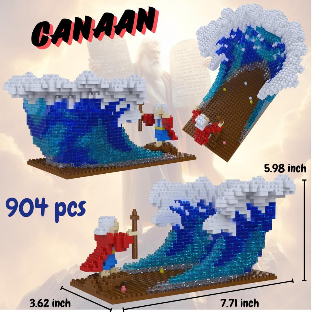 A Prayer Gift, Jesus Series-Moses parted The Red Sea Mini Figurine, Bible Story w/lego, Jesus Toy, Christmas Party Gift, Nativity Building Set for Aged 14+, For Teens and Adults (904Pcs/7.7x3.6x6inch) thumbnail 4