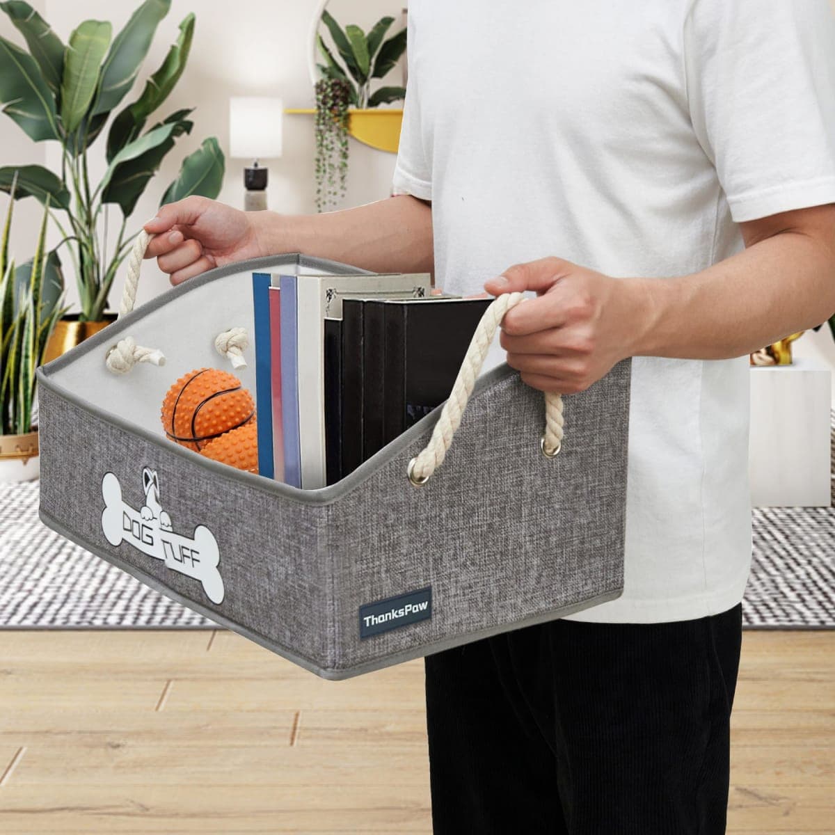 Thankspaw Dog Toy Basket, Storage Bin, Collapsible Box for Pet Accessories thumbnail 3