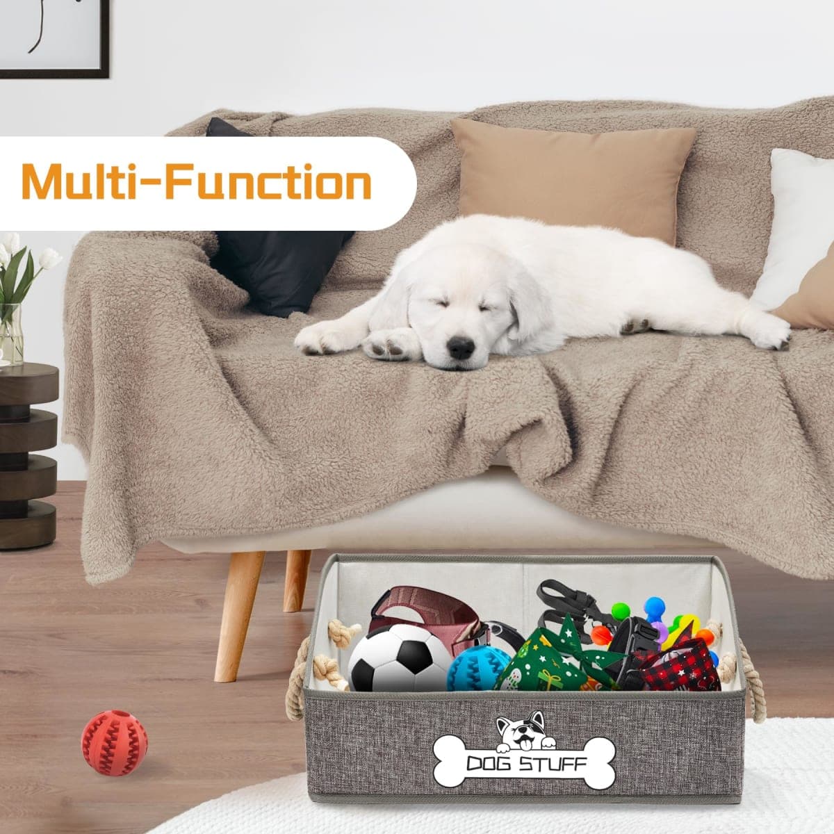 Thankspaw Dog Toy Basket, Storage Bin, Collapsible Box for Pet Accessories thumbnail 5
