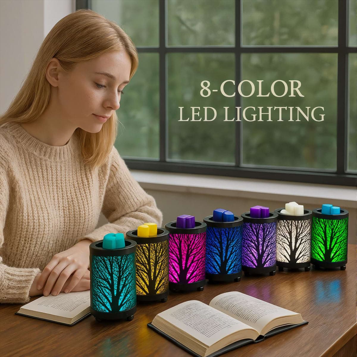 Eaasok Leyoue Electric Wax Melt Warmer PTC Heating Plate with 7 Colours LED Changing Light Wax Warmer Fragrance Warmer for Home Office Gifts & Decoration (Black Forest) thumbnail 2