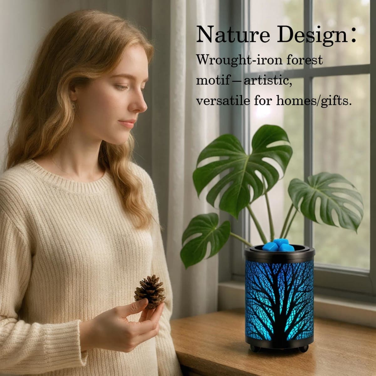 Eaasok Leyoue Electric Wax Melt Warmer PTC Heating Plate with 7 Colours LED Changing Light Wax Warmer Fragrance Warmer for Home Office Gifts & Decoration (Black Forest) thumbnail 3