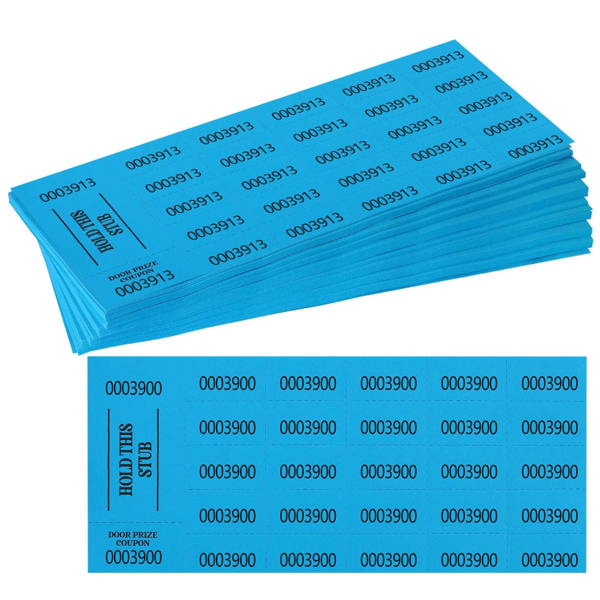 200 Pieces Auction Raffle Tickets Chinese Ticket Raffle Tickets Sheets Basket Auction Ticket Blue 4"× 9" 200 Numbers for Drink Door Prize Fundraiser Silent Carnival Penny Auction Events — image 1