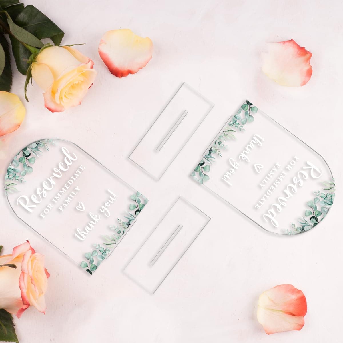 4 Pcs Acrylic Wedding Sign, Bridal Shower Decoration, Reserved Seating Sign for Immediate Family, Modern Font Table Signs, Acrylic Table Top Signs for Wedding Reception(White Wildflowers) thumbnail 5