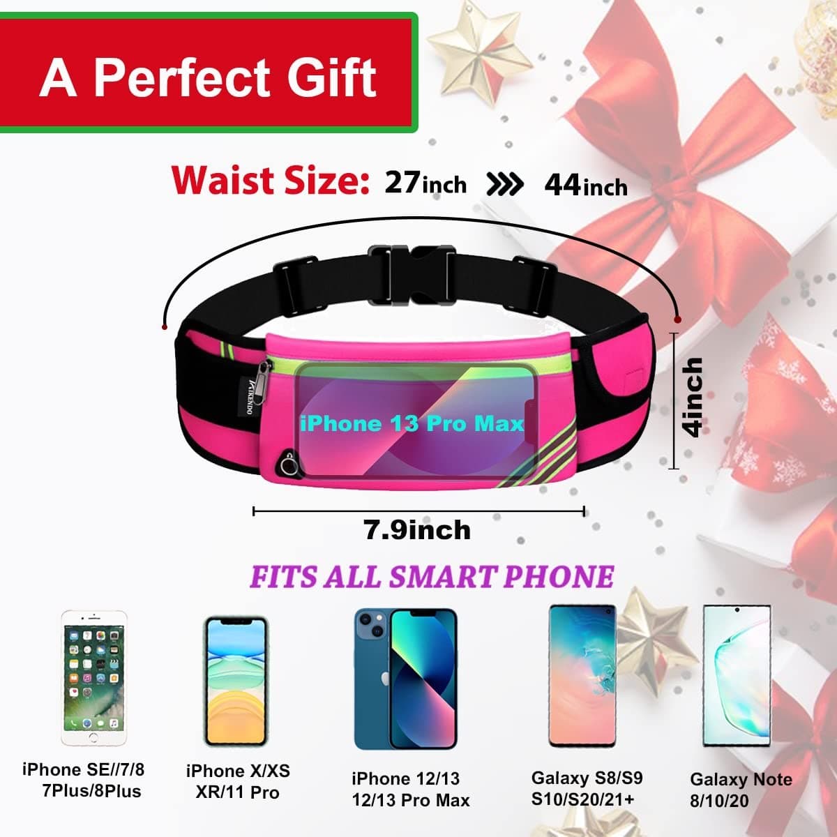 AIKENDO Running Belt Fanny Pack Training Waist Bag Wobble Free Jogging Belt Travel Money Phone Holder for Running Accessories, rose, Einheitsgröße thumbnail 2