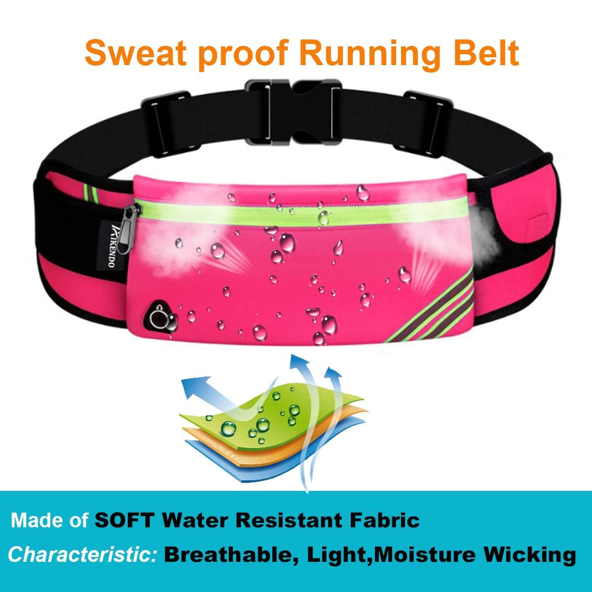 AIKENDO Running Belt Fanny Pack Training Waist Bag Wobble Free Jogging Belt Travel Money Phone Holder for Running Accessories, rose, Einheitsgröße thumbnail 4