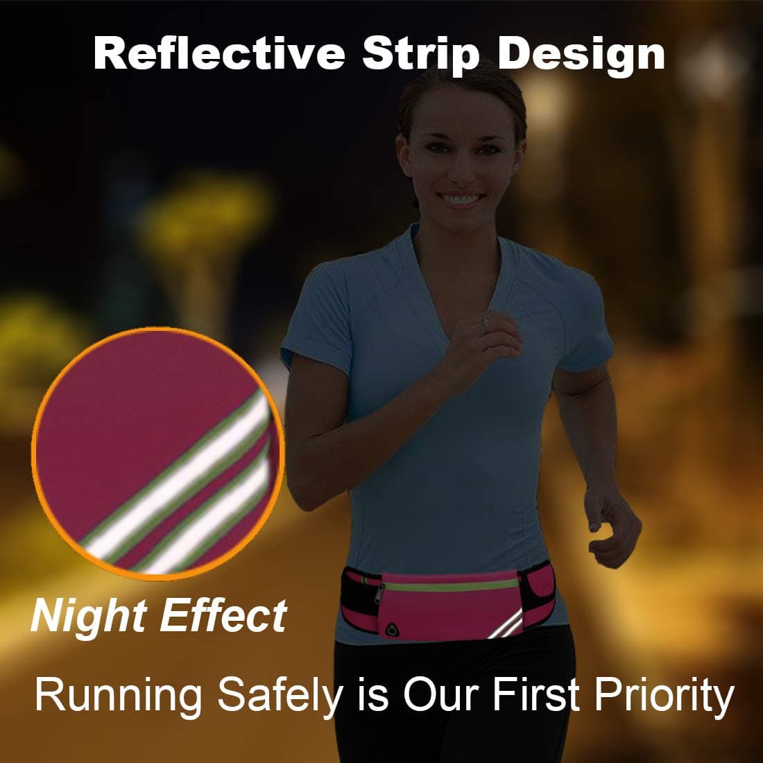 AIKENDO Running Belt Fanny Pack Training Waist Bag Wobble Free Jogging Belt Travel Money Phone Holder for Running Accessories, rose, Einheitsgröße thumbnail 5