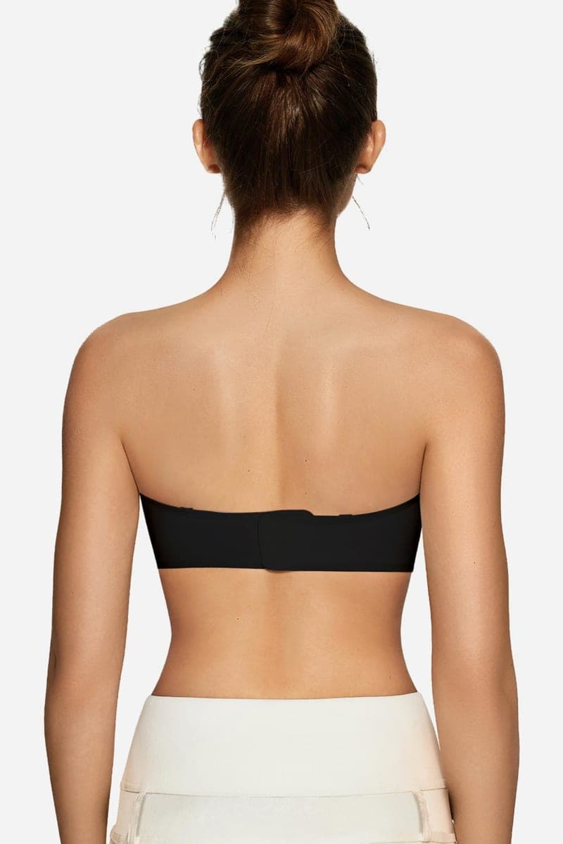 OEAK Womens Strapless Bandeau Bras Non Slip Push Up Bras Wireless Padded Bralette Supportive Seamless Comfortable Tube Bra Black Medium thumbnail 2