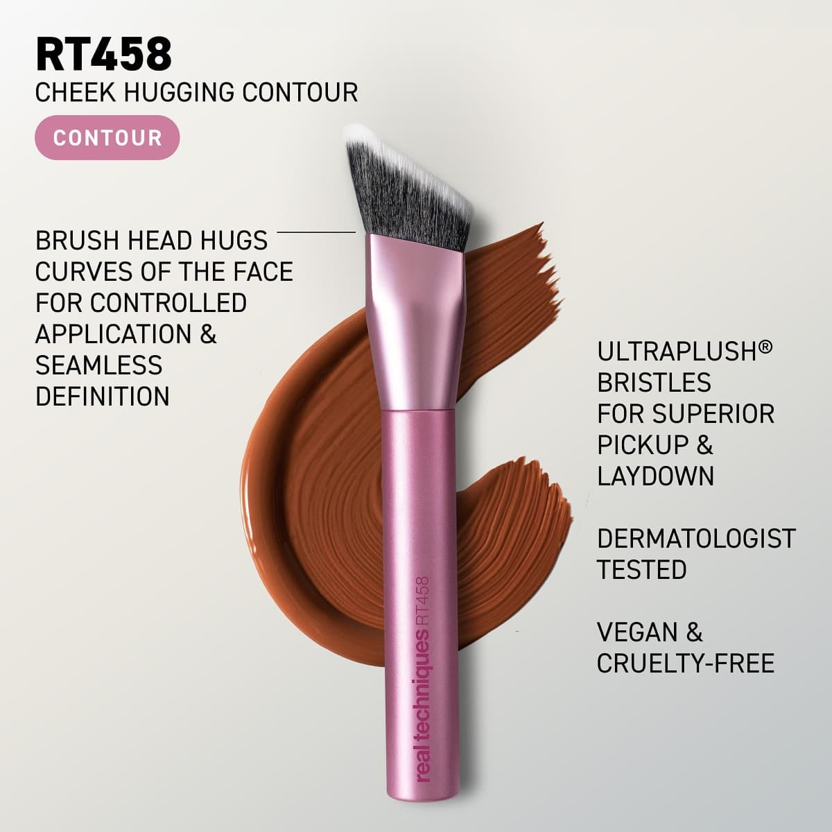 Real Techniques Cheek Hugging Contour Brush, Angled Makeup Brush for Cream Contour Liquid Bronzer & Sculpting, Precision Face Shaping, UltraPlush Bristles, Cruelty-Free, 1 Count thumbnail 2