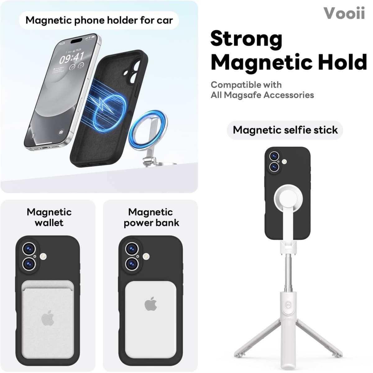Vooii Magnetic for iPhone 17 Case, Compatible with Magsafe (Premium Liquid Silicone) (Integrated Camera Control Button) Full Body Protective Anti-Scratch Microfiber Lining 6.3", Black thumbnail 3