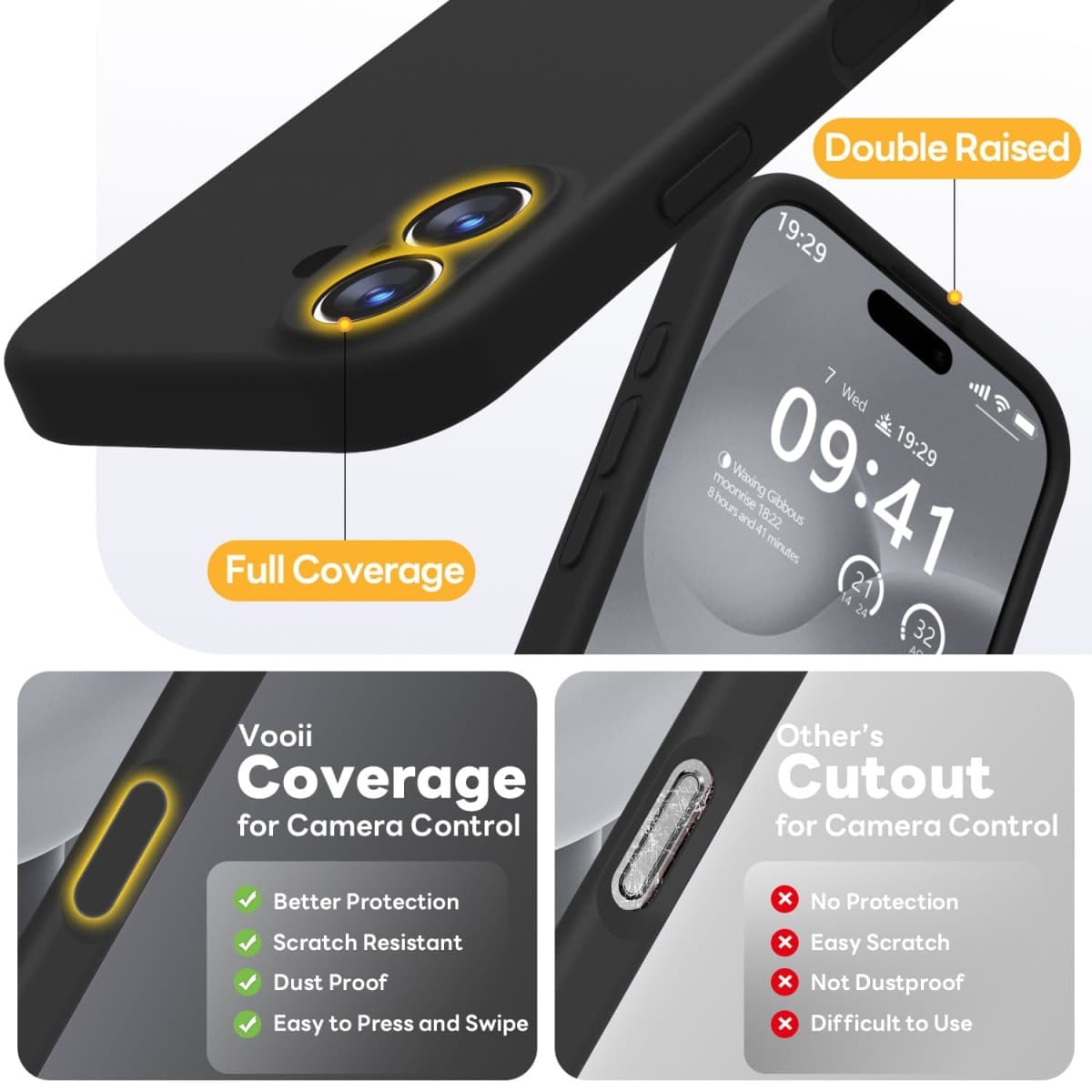 Vooii Magnetic for iPhone 17 Case, Compatible with Magsafe (Premium Liquid Silicone) (Integrated Camera Control Button) Full Body Protective Anti-Scratch Microfiber Lining 6.3", Black thumbnail 5