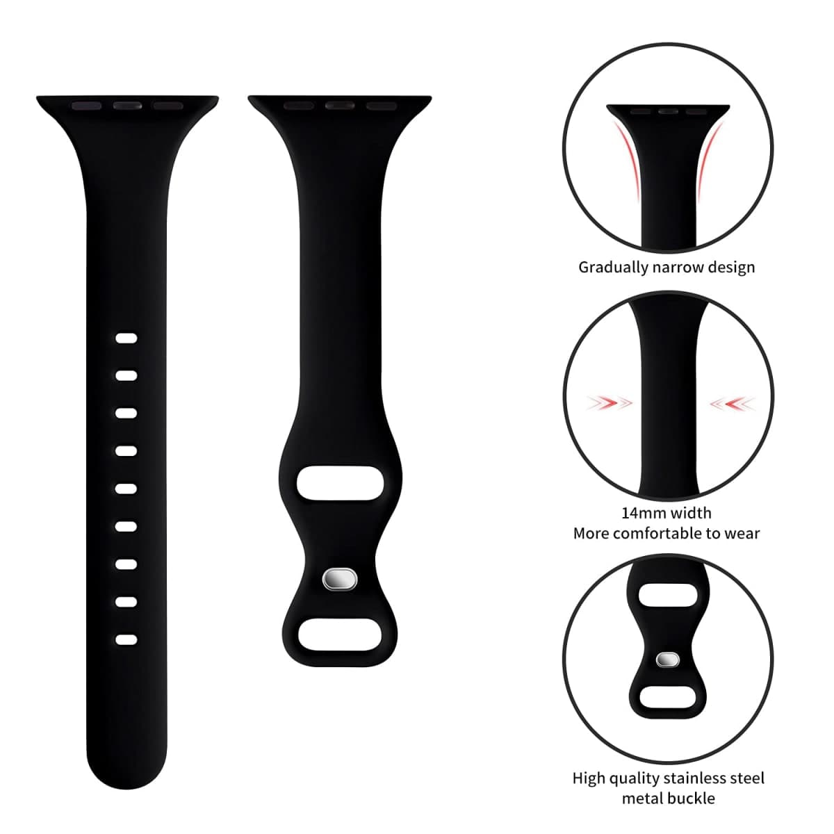 Acrbiutu Bands Compatible with Apple Watch 38mm 40mm 42mm 44mm, Slim Thin Narrow Replacement Silicone Sport Accessory Strap Wristband for iWatch Series 1/2/3/4/5 Women Men thumbnail 3