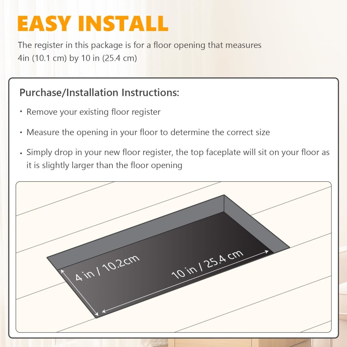 5 Pack Floor Vent Covers, Floor Register 4x10, Vent Covers for Home Floor Ceiling or Sidewall Vent (White 4 x 10) thumbnail 5