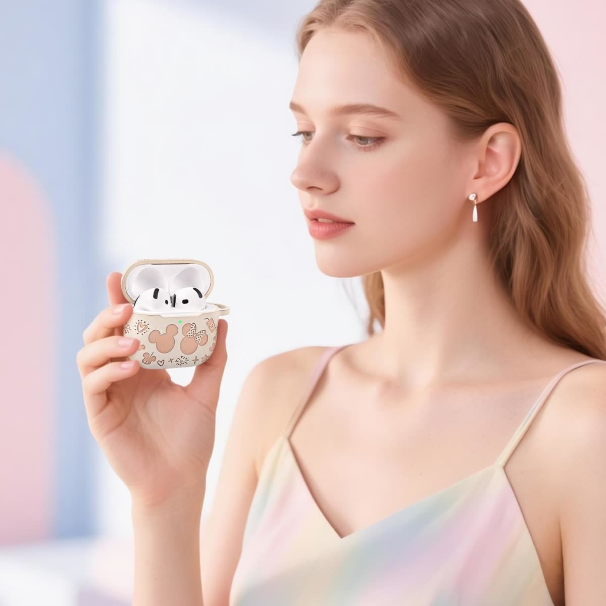 (with Cute Keychain) Girovo Compatible with AirPods Pro 3 Case (2025) Women, Soft Silicone Two-Tone Funny Cartoon Engraved Portable 360° Full Protection Case for Airpod Pro 3rd Gen Starlight/Pink thumbnail 5