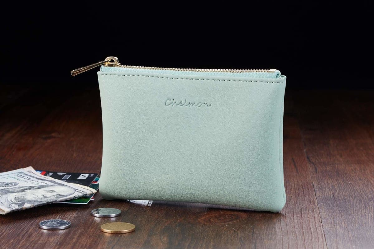 Chelmon Vegan Leather Coin Purse Pouch Change Purse with Zipper for Men Women (Green Light) thumbnail 5