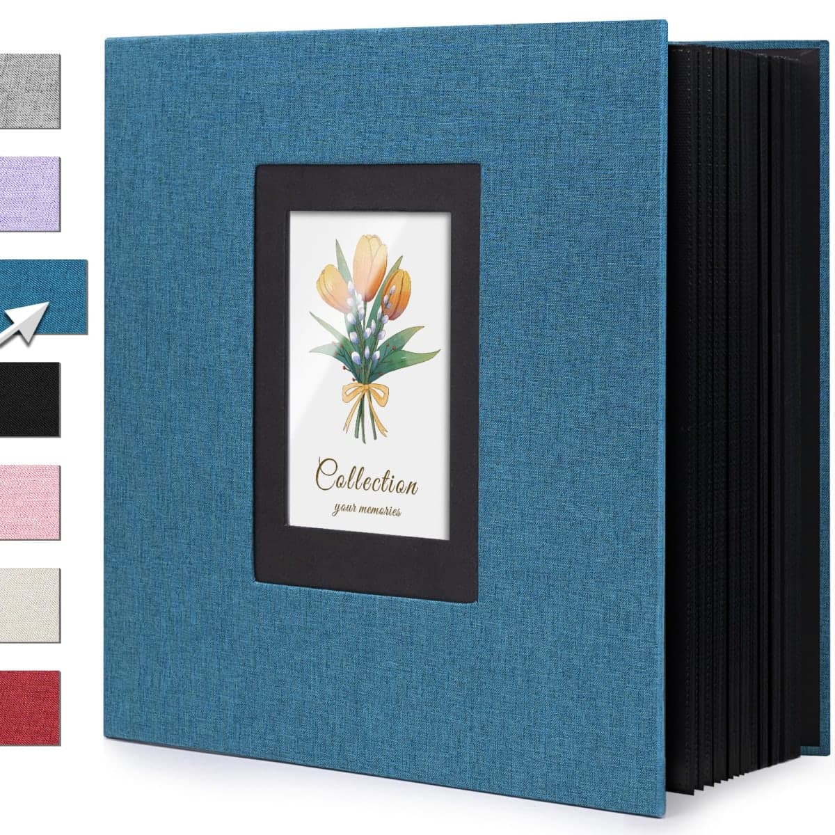 Linen Photo Album 4x6 Large Capacity 1000 Pockets Pictures Fabric Cover Books Albums Wedding School Family Anniversary Baby Memory Engagement Travel Albums(Blue, 1000 Pockets) — image 1