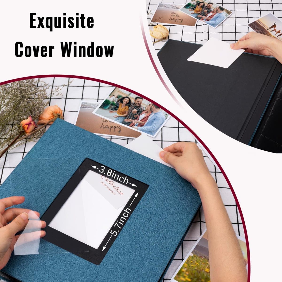 Linen Photo Album 4x6 Large Capacity 1000 Pockets Pictures Fabric Cover Books Albums Wedding School Family Anniversary Baby Memory Engagement Travel Albums(Blue, 1000 Pockets) thumbnail 3