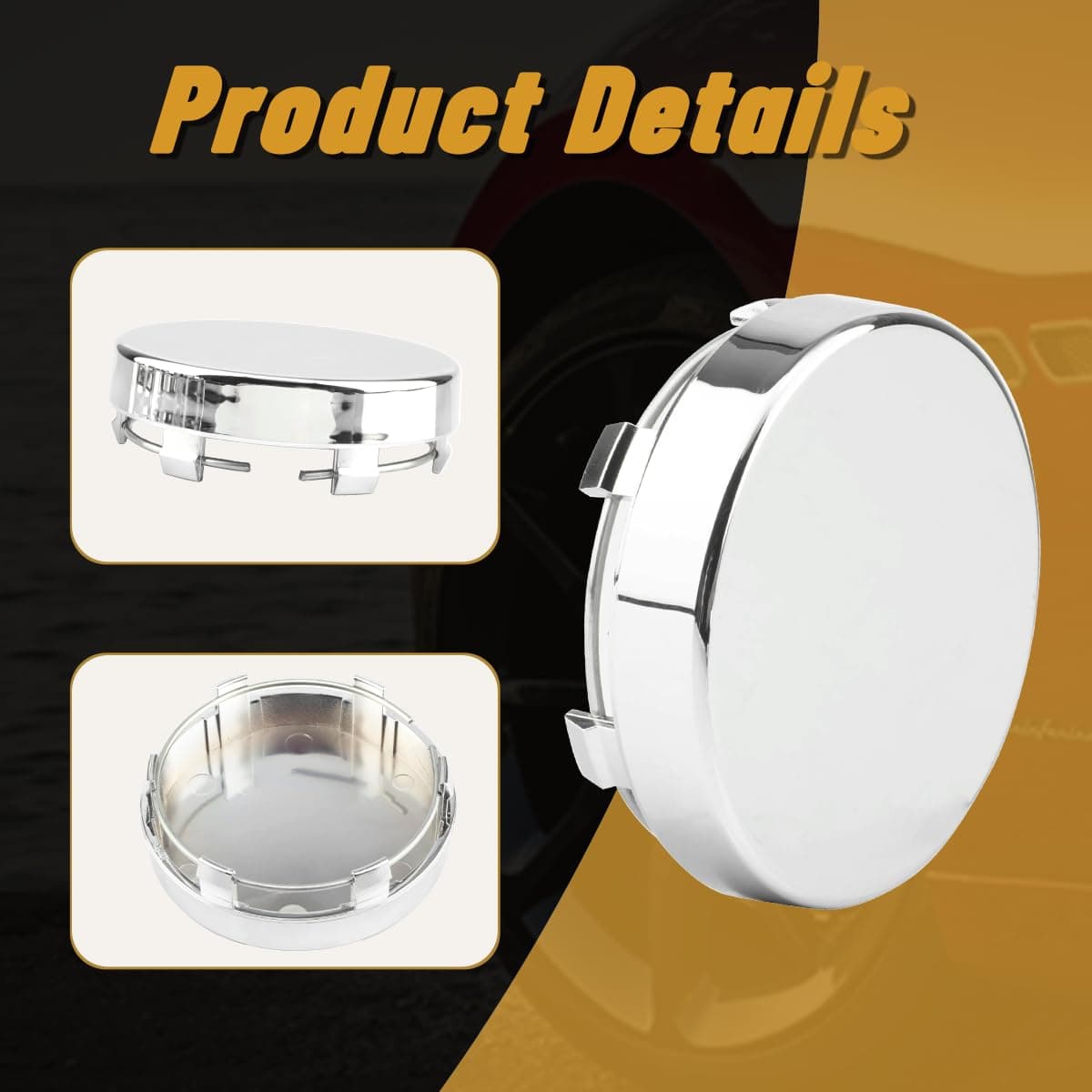 4Pcs 3.31in / 84mm Car Wheel Center Caps for 6030K85 CLG325 Chrome Outer 3.31 in, Inner 3.13 in Snap-On Hub Caps thumbnail 3