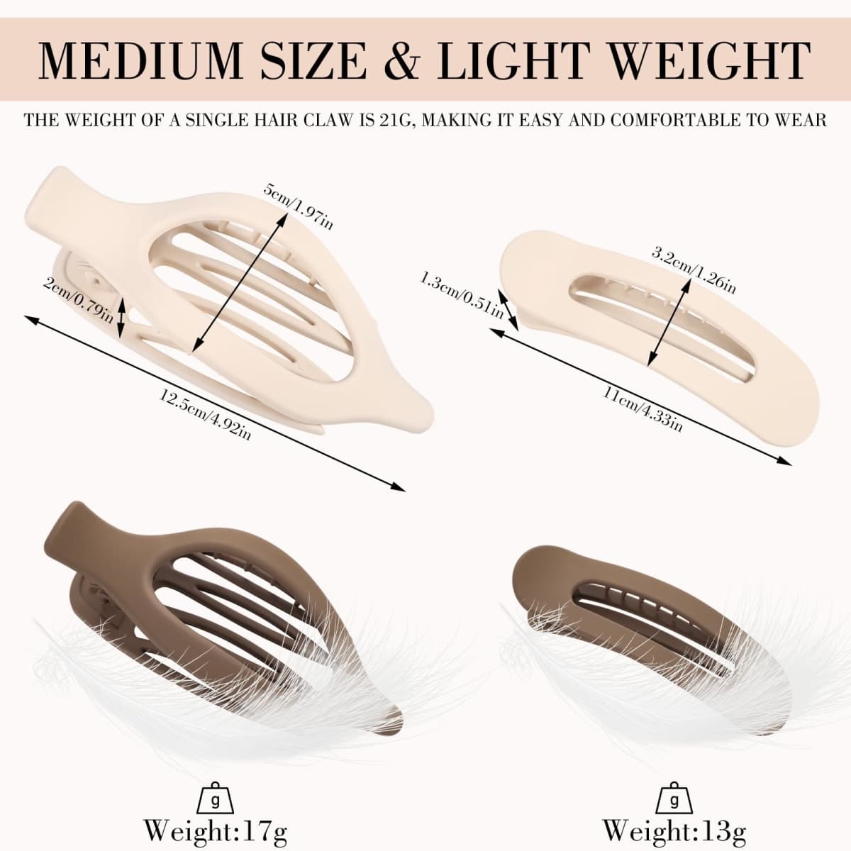 8PCS Flat Hair Clips, Neutral Color Flat Claw Clips 2 Styles Hair Claws for Women Girls Medium Hair Volume French Barrettes Hair Accessories Stocking Stuffers Christmas Gifts thumbnail 2