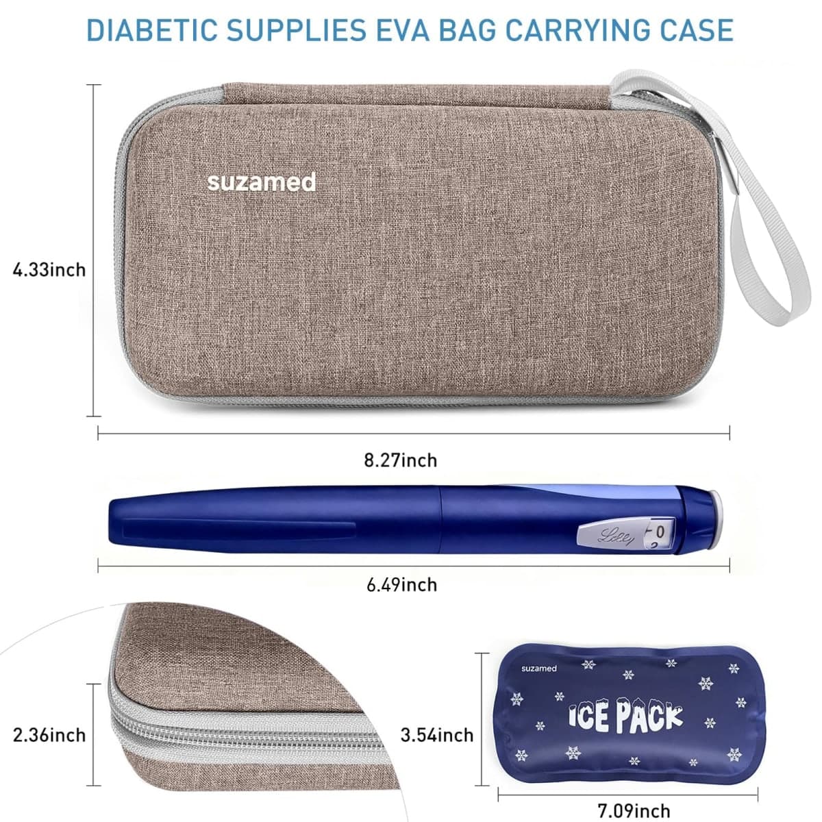 suzamed Insulin Cooler Travel Case,EVA Insulation Travel Medicine Kit with Temperature Display for Diabetes Care,Insulin Pen and Other Diabetic Supplies (Purple-Temp) thumbnail 5