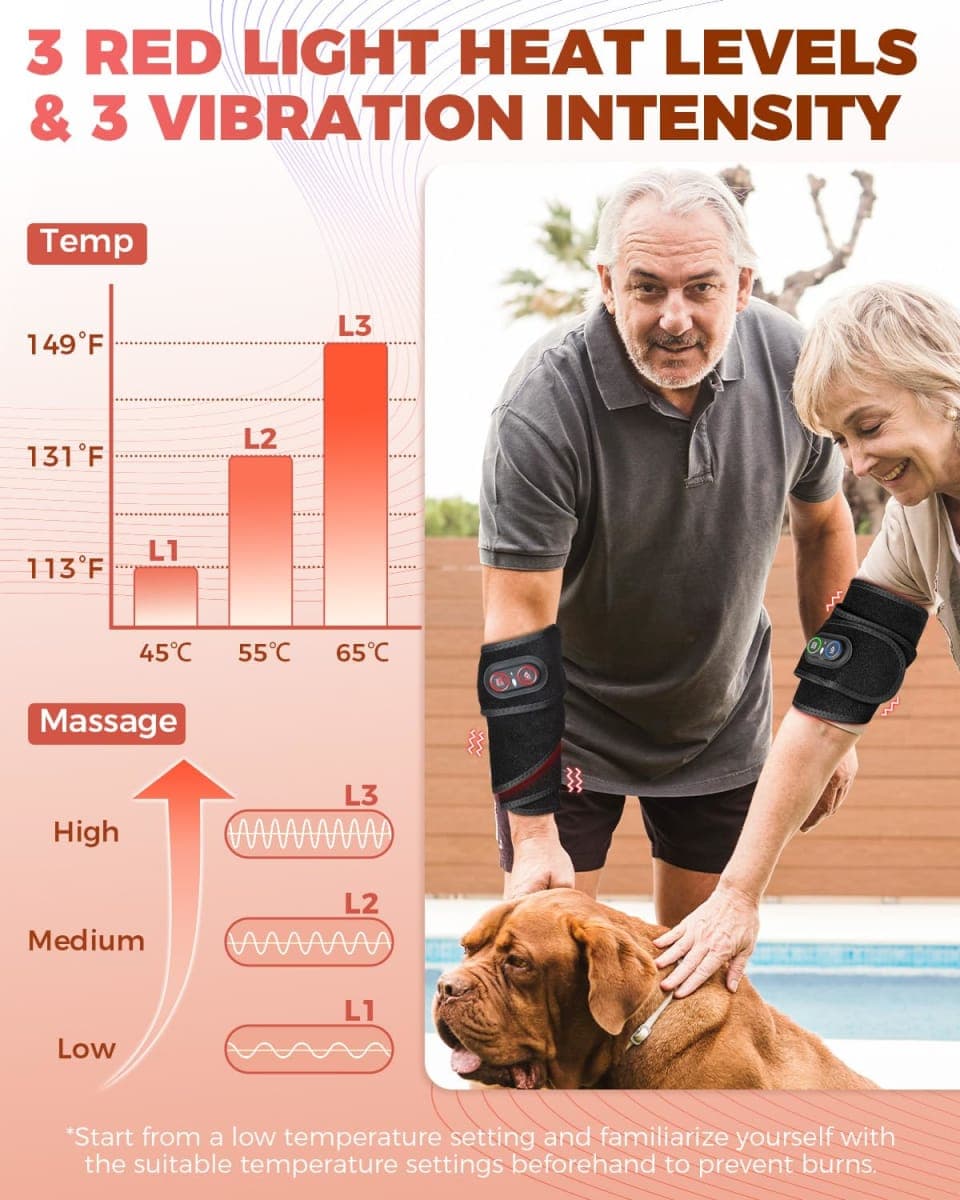 FLAZECON Red Light Therapy for Neck and Shoulders Wrap, Cordless Infrared Heating Pad Belt with Vibration for Body, Hands, Rechargeable Portable Neck Massager with Heat 660nm/850nm (Black) thumbnail 4