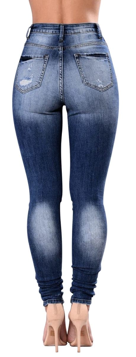 Women's High Waisted Jeans for Women Ripped Skinny Stretch Jeans Distressed Butt Lifting Denim Pants, Dark Blue B, 14 thumbnail 2