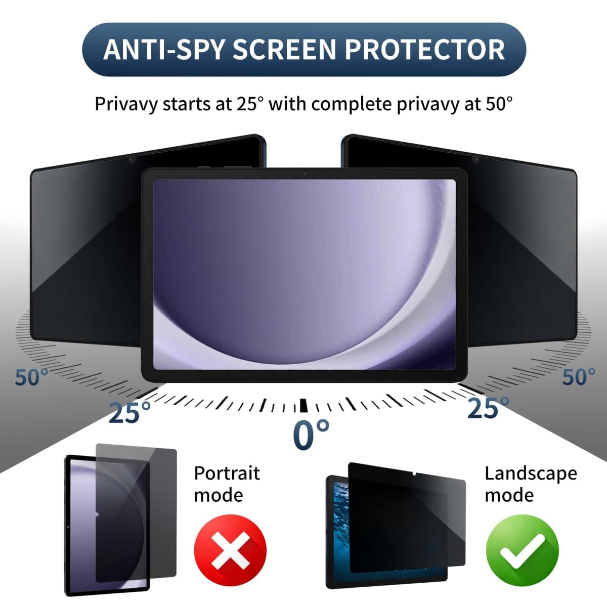 Juvraixo Privacy Screen Protector for Samsung Galaxy Tab S10fe /S10 Lite / S9 FE 10.9-Inch and S9 11-Inch with Easy Installation Frame, Tempered Glass Film, Case Friendly HD Clear thumbnail 3