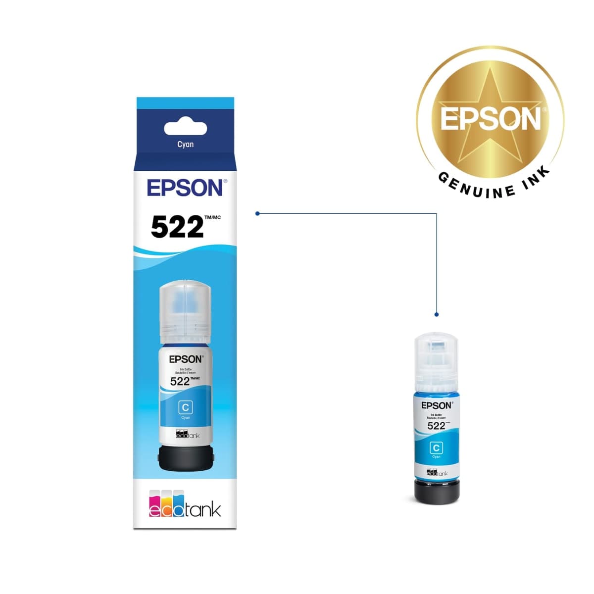 Epson 522 EcoTank Ink Ultra-High Capacity Bottle, Black (T522120-S) - Compatible with ET-2400, ET-2720, ET-2800, ET-2803, ET-2840, ET-4700, ET-4800, ET-4810 thumbnail 2