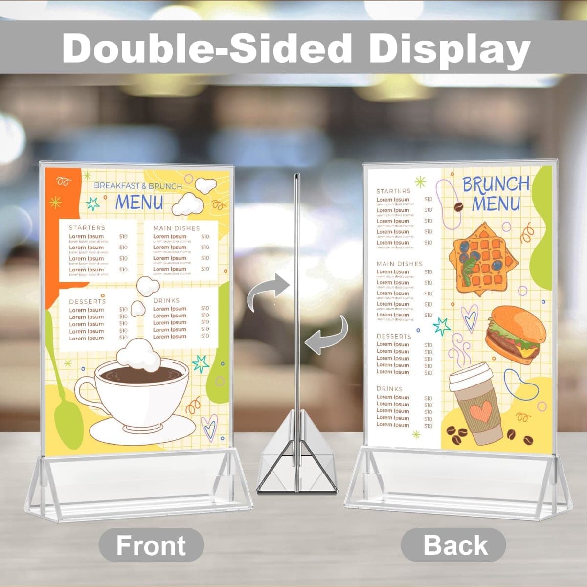 EHWINE 20 Pack Acrylic Sign Holder 4 x 6, Double Sided Silver Picture Frame Stand up Table Top Sign Holders, Clear Display Stand Menu Flyer Holder for Wedding Party thumbnail 4