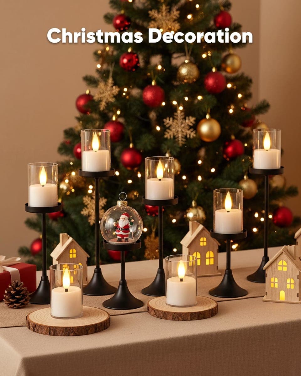 Homemory Flameless Votive Candles with Timer, 2" x 2" Real Wax, 150+Hour Realistic White Battery Operated Candles, Set of 6 for Wedding, Party and Holiday Decoration (Battery Included) thumbnail 4