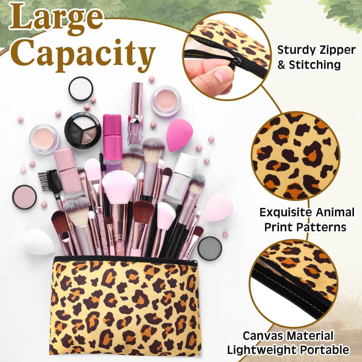 SilTriangle 24 Pieces Makeup Bags Bulk Canvas Cosmetic Bags Purse Organizer Zipper Cosmetic Pouch Portable Travel Toiletry Pouch for Women Men Gifts, 7 x 4 Inch, as shown on the picture, Leopard Print thumbnail 3
