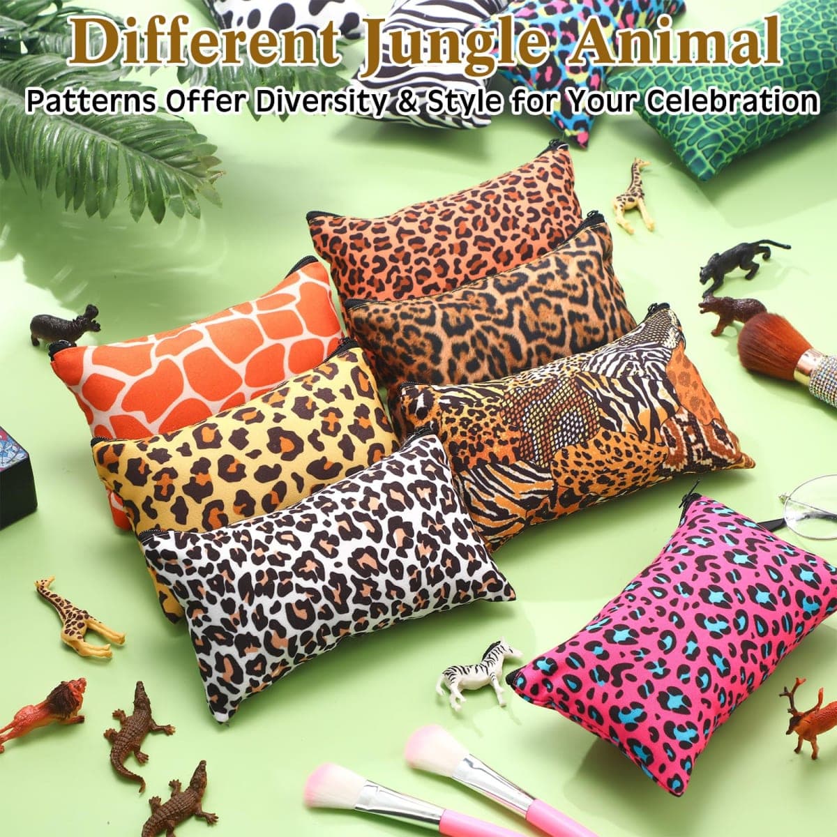 SilTriangle 24 Pieces Makeup Bags Bulk Canvas Cosmetic Bags Purse Organizer Zipper Cosmetic Pouch Portable Travel Toiletry Pouch for Women Men Gifts, 7 x 4 Inch, as shown on the picture, Leopard Print thumbnail 4