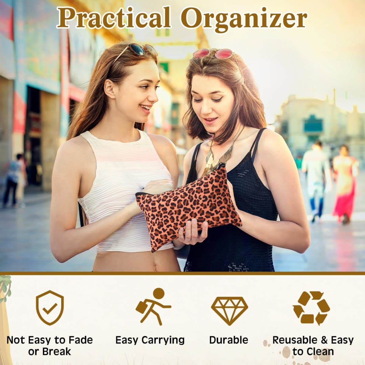 SilTriangle 24 Pieces Makeup Bags Bulk Canvas Cosmetic Bags Purse Organizer Zipper Cosmetic Pouch Portable Travel Toiletry Pouch for Women Men Gifts, 7 x 4 Inch, as shown on the picture, Leopard Print thumbnail 5