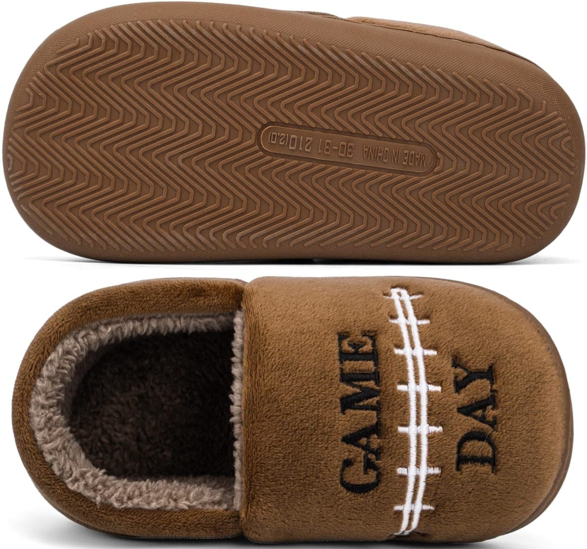 INMINPIN Kids Toddler Ball Sports Slippers Girls Boys Cozy Warm House Shoes Memory Foam Non-Slip Indoor Outdoor Slippers for Sports Fan (Toddler/Little Kid/Big Kid), Football Brown, 1-1.5 Big Kid thumbnail 4