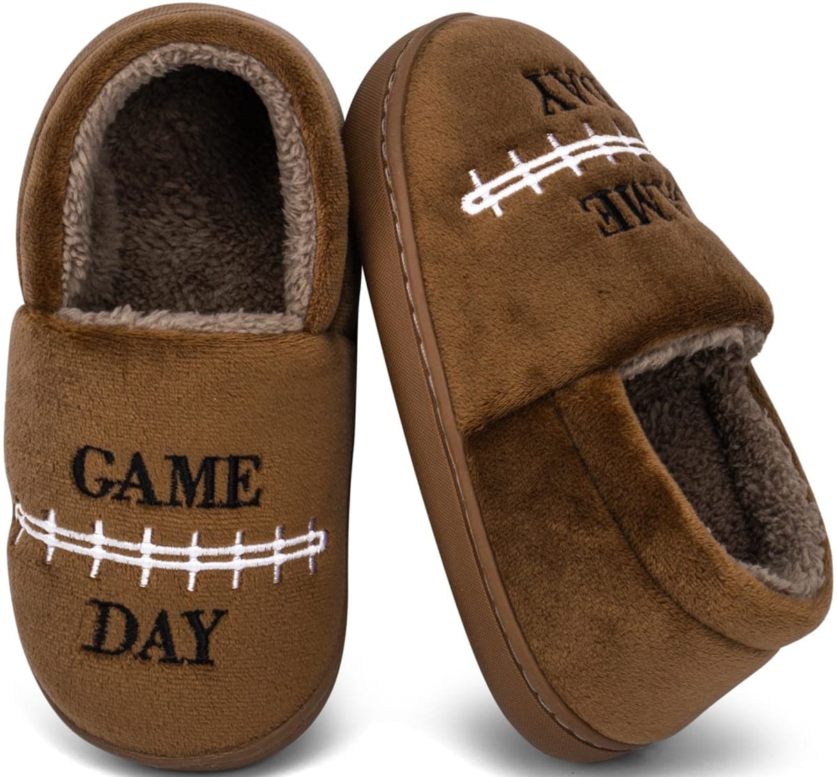 INMINPIN Kids Toddler Ball Sports Slippers Girls Boys Cozy Warm House Shoes Memory Foam Non-Slip Indoor Outdoor Slippers for Sports Fan (Toddler/Little Kid/Big Kid), Football Brown, 1-1.5 Big Kid thumbnail 5