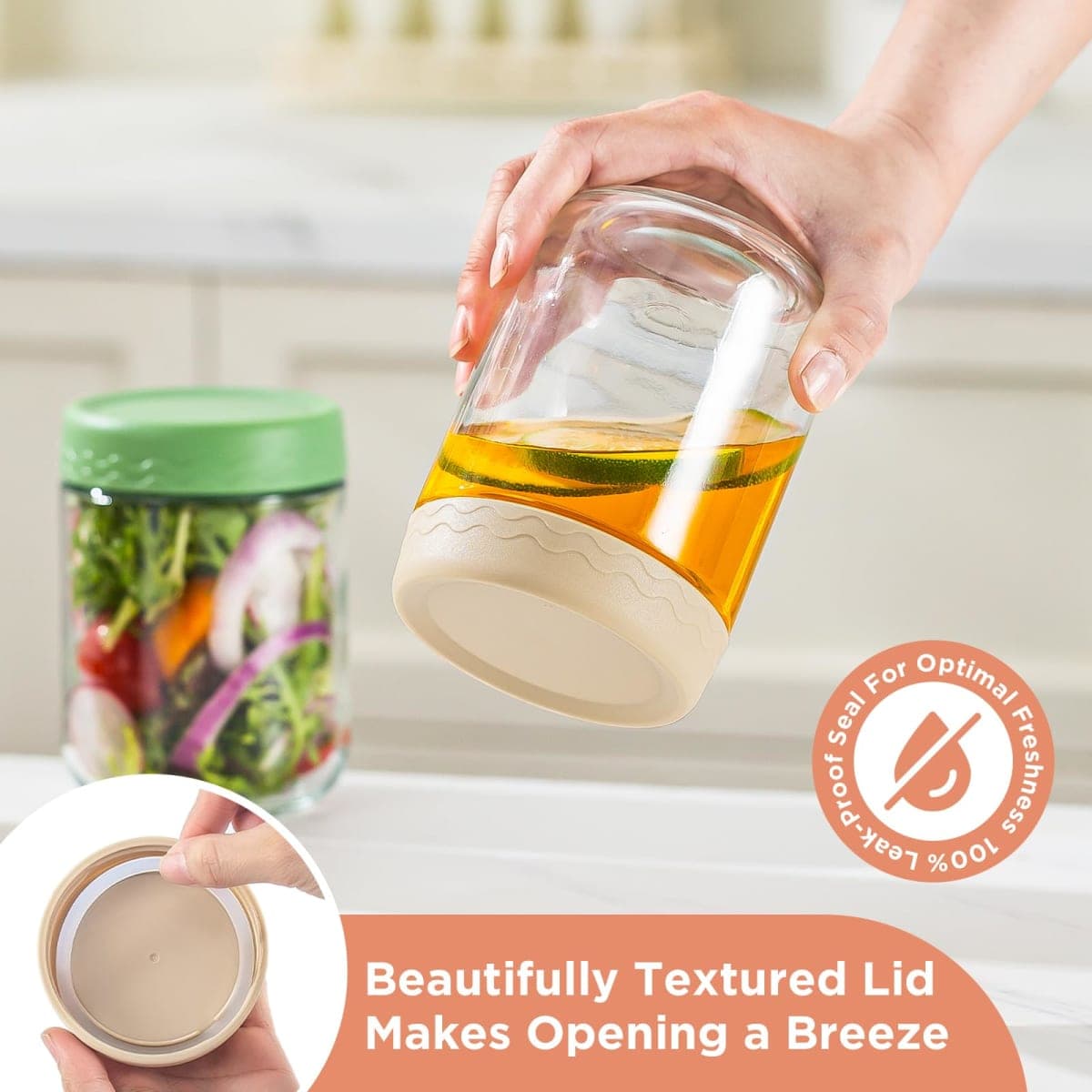 DRKIO 16 Oz Overnight Oats Containers with Lids - 6 Pack Glass Storage Jars with Airtight Lids Wide Mouth Mason Food Jars Great for Meal Prep Salad Chia Pudding Snacks Yogurt Sugar Spice Cereal thumbnail 3