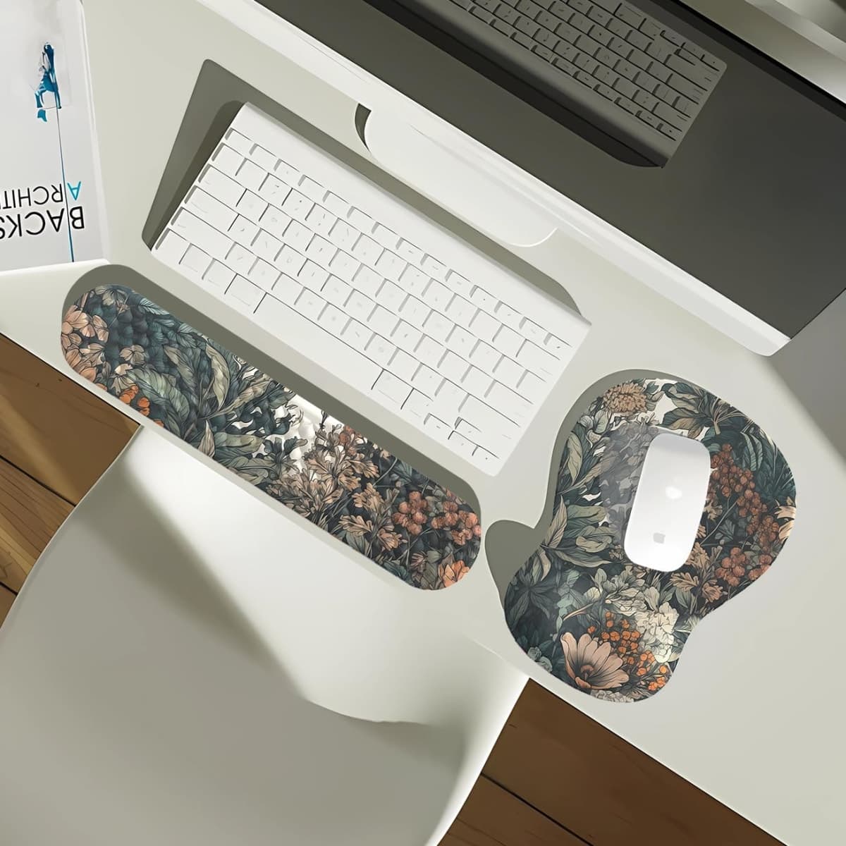 Boho Aesthetic Mouse Pad with Wrist Rest Keyboardpad Vintage Wildflowers Wrist Rest for Computer Keyboard Wrist Rest, Non-Slip Base Home/Office for Computer Keyboard, Made Easy Typing & Relieve thumbnail 3