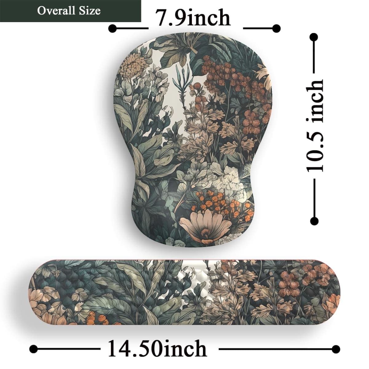 Boho Aesthetic Mouse Pad with Wrist Rest Keyboardpad Vintage Wildflowers Wrist Rest for Computer Keyboard Wrist Rest, Non-Slip Base Home/Office for Computer Keyboard, Made Easy Typing & Relieve thumbnail 5