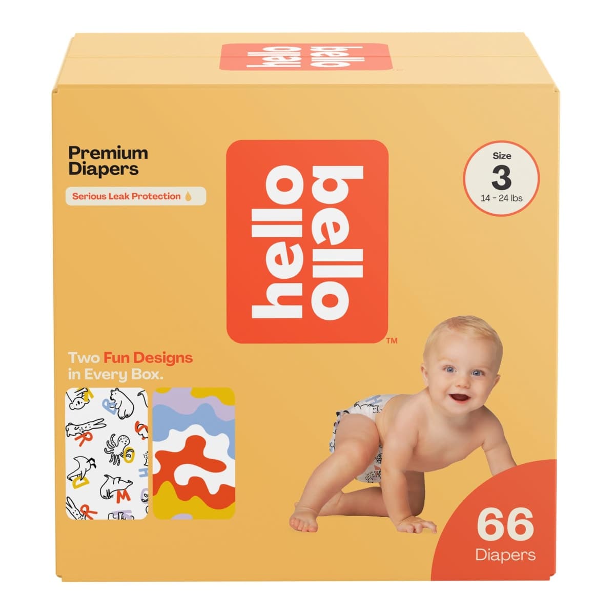 Hello Bello Premium Diapers Size 3, Capital Critters & Get in The Groove Designs, 66ct Club Box — image 1