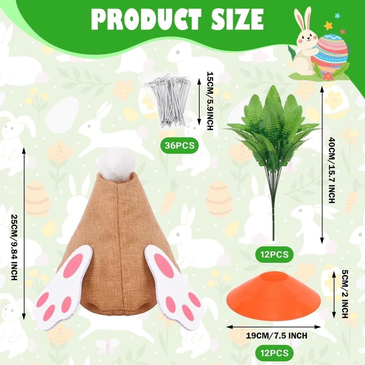 13 Set Easter Yard Carrot Decorations Double Sided Printing Rabbit Outdoor Yard Rustic Sign pring Lawn Garden Decor Easter Decor Hunt Game Party thumbnail 2