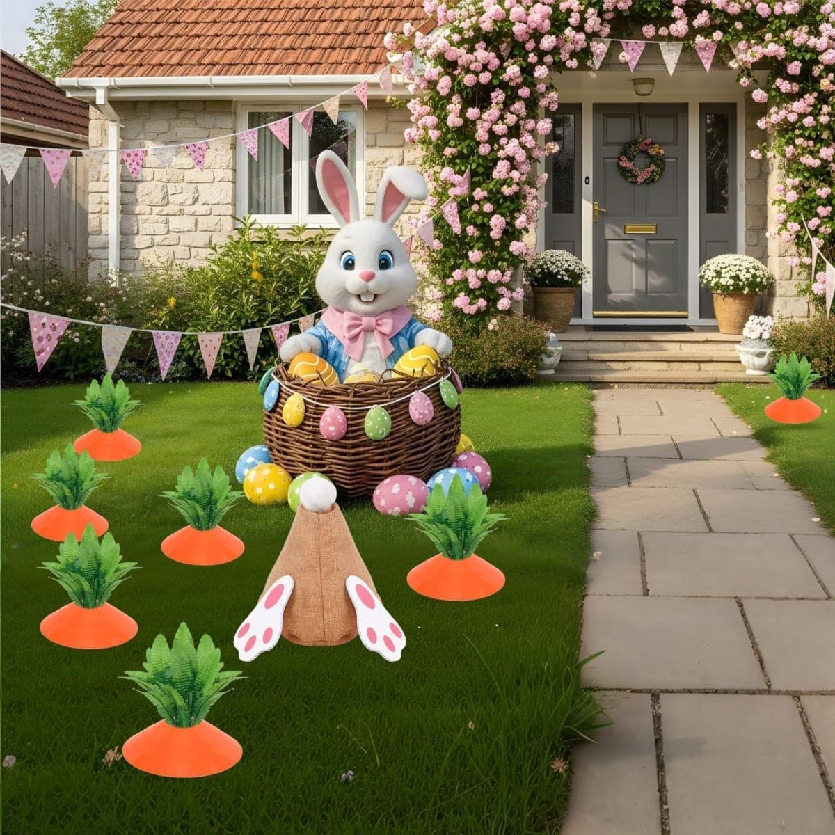 13 Set Easter Yard Carrot Decorations Double Sided Printing Rabbit Outdoor Yard Rustic Sign pring Lawn Garden Decor Easter Decor Hunt Game Party thumbnail 5