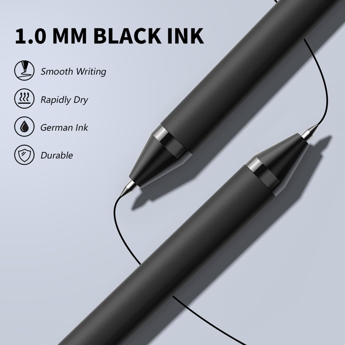 50 Pack Black Ink Pens - Bulk Pens, 1.0MM Medium Point Ballpoint Pens, Smooth Writing No Bleed Retractable Ball Point Pen (Black) thumbnail 3