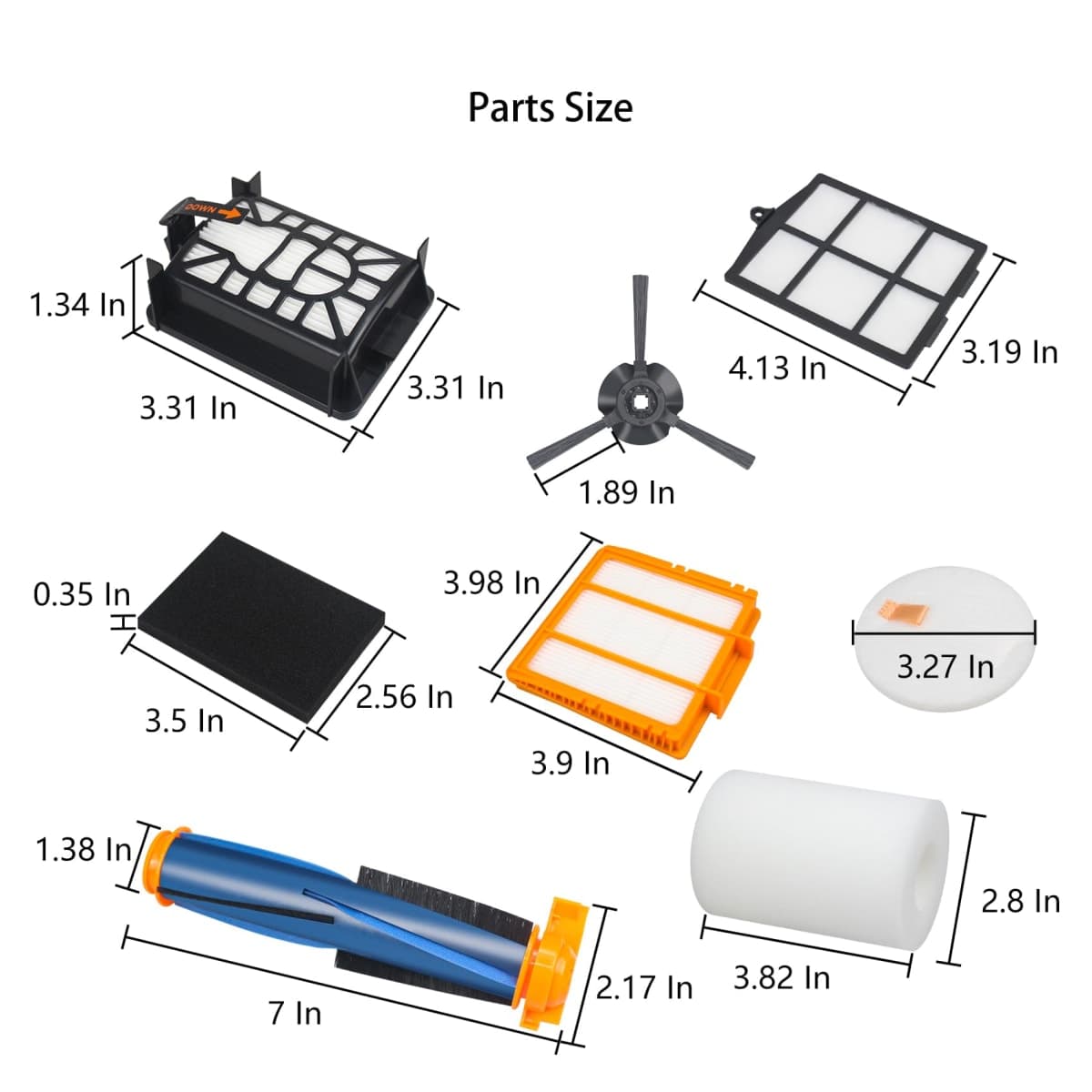 Replacement Parts Compatible with Shark UR2360EEUS UR2360S UR2360 UR2360EEUS X3 Ultra Robot Vacuum (14 Pack) thumbnail 2