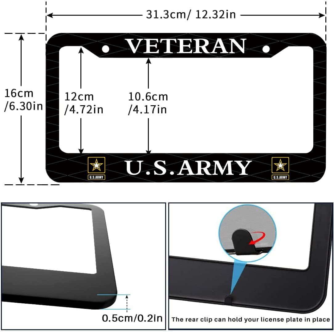 BOARLIDA 2Pcs American Football Design License Plate Frame Us Army thumbnail 3