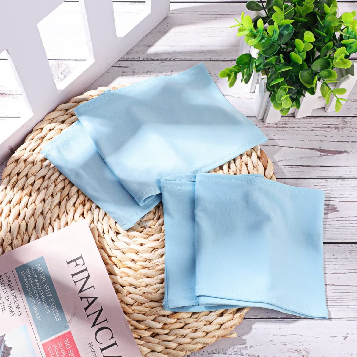 Breling 50 Pcs Spandex Chair Sashes Without Buckle Baby Shower Plain Bow Light Sash Stretch Bow Chair Elastic Bands Ties for Wedding Banquet Hotel Party Events Decoration(Blue) thumbnail 5