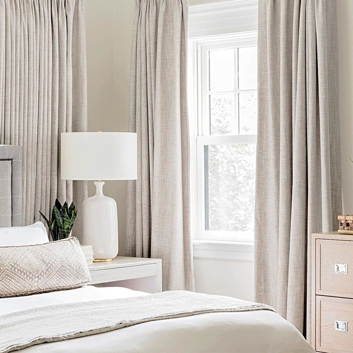 MIULEE 100% Blackout Linen Textured Curtains for Bedroom Solid Thermal Insulated Ivory Grommet Room Darkening Curtains & Drapes Luxury Decor for Living Room Nursery 52 x 96 Inch (2 Panels) thumbnail 2