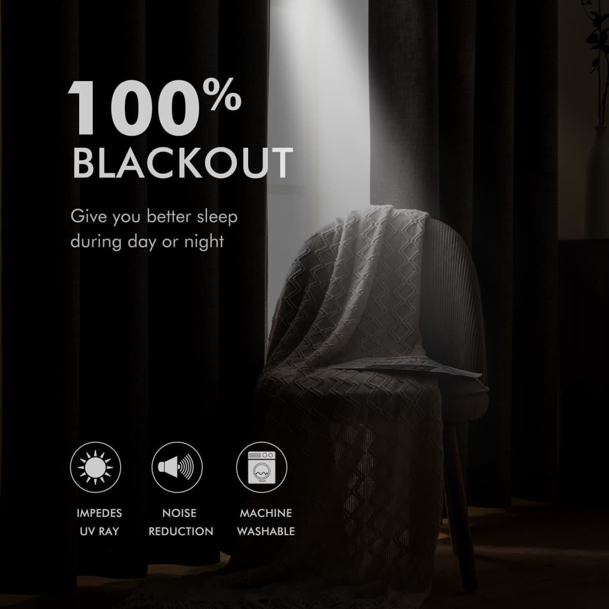 MIULEE 100% Blackout Linen Textured Curtains for Bedroom Solid Thermal Insulated Ivory Grommet Room Darkening Curtains & Drapes Luxury Decor for Living Room Nursery 52 x 96 Inch (2 Panels) thumbnail 3