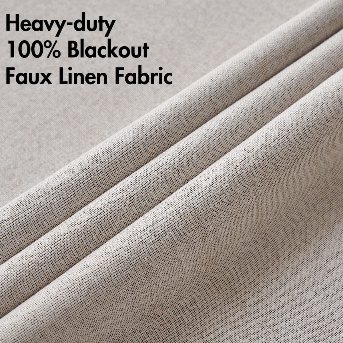 MIULEE 100% Blackout Linen Textured Curtains for Bedroom Solid Thermal Insulated Ivory Grommet Room Darkening Curtains & Drapes Luxury Decor for Living Room Nursery 52 x 96 Inch (2 Panels) thumbnail 5