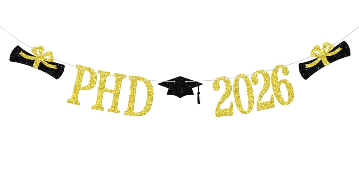 PHD Banner, Class of 2025 PHD Graduation Decorations, Congrats PHD, Doctor Degree Graduation Party Decorations Gold Glitter — image 1