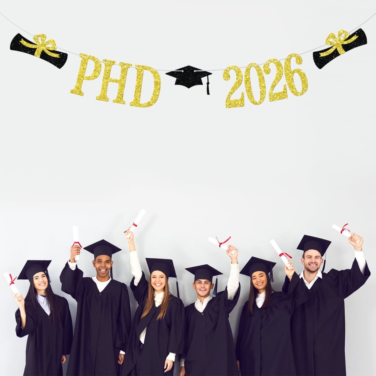 PHD Banner, Class of 2025 PHD Graduation Decorations, Congrats PHD, Doctor Degree Graduation Party Decorations Gold Glitter thumbnail 4